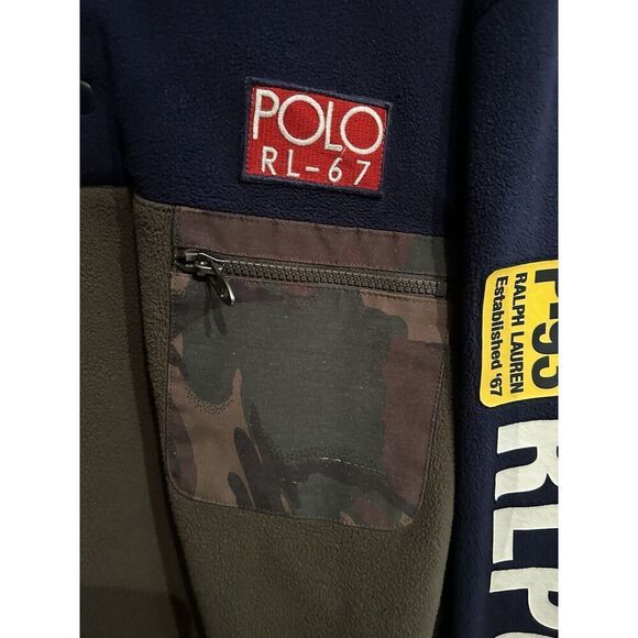 POLO RALPH LAUREN Fleece Pullover Jacket 1/4 Snap Camo RLPC 67 Men's Size Large - Picture 4 of 10